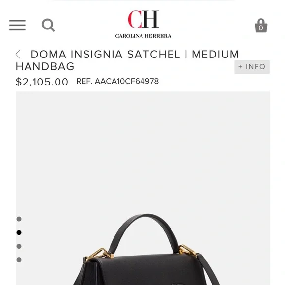 Carolina Herrera Doma Signature Satchel Medium Black Leather Handbag - NWT - Picture 3 of 14